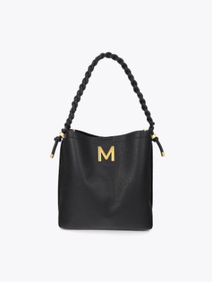 Shopper detalle trenzas frontal negro LOLA CASADEMUNT