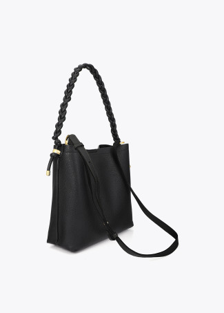 Shopper detalle trenzas frontal negro LOLA CASADEMUNT
