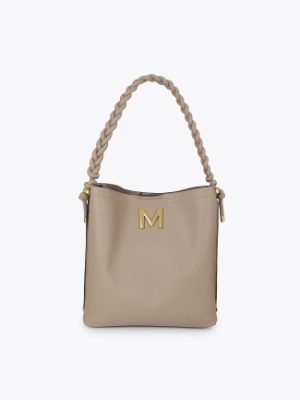 Shopper detalle trenzas frontal beige LOLA CASADEMUNT