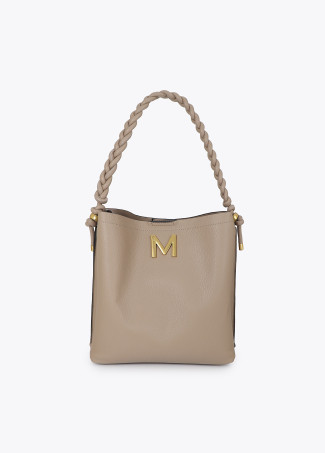 Shopper detalle trenzas frontal beige LOLA CASADEMUNT