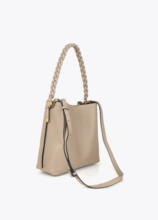 Shopper detalle trenzas frontal beige LOLA CASADEMUNT