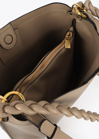 Shopper detalle trenzas frontal beige LOLA CASADEMUNT - Imagen 3