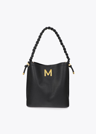 Shopper detalle trenzas frontal negro LOLA CASADEMUNT