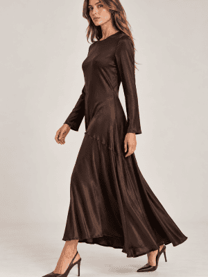 Vestido satinado marrón chocolate VICOLO