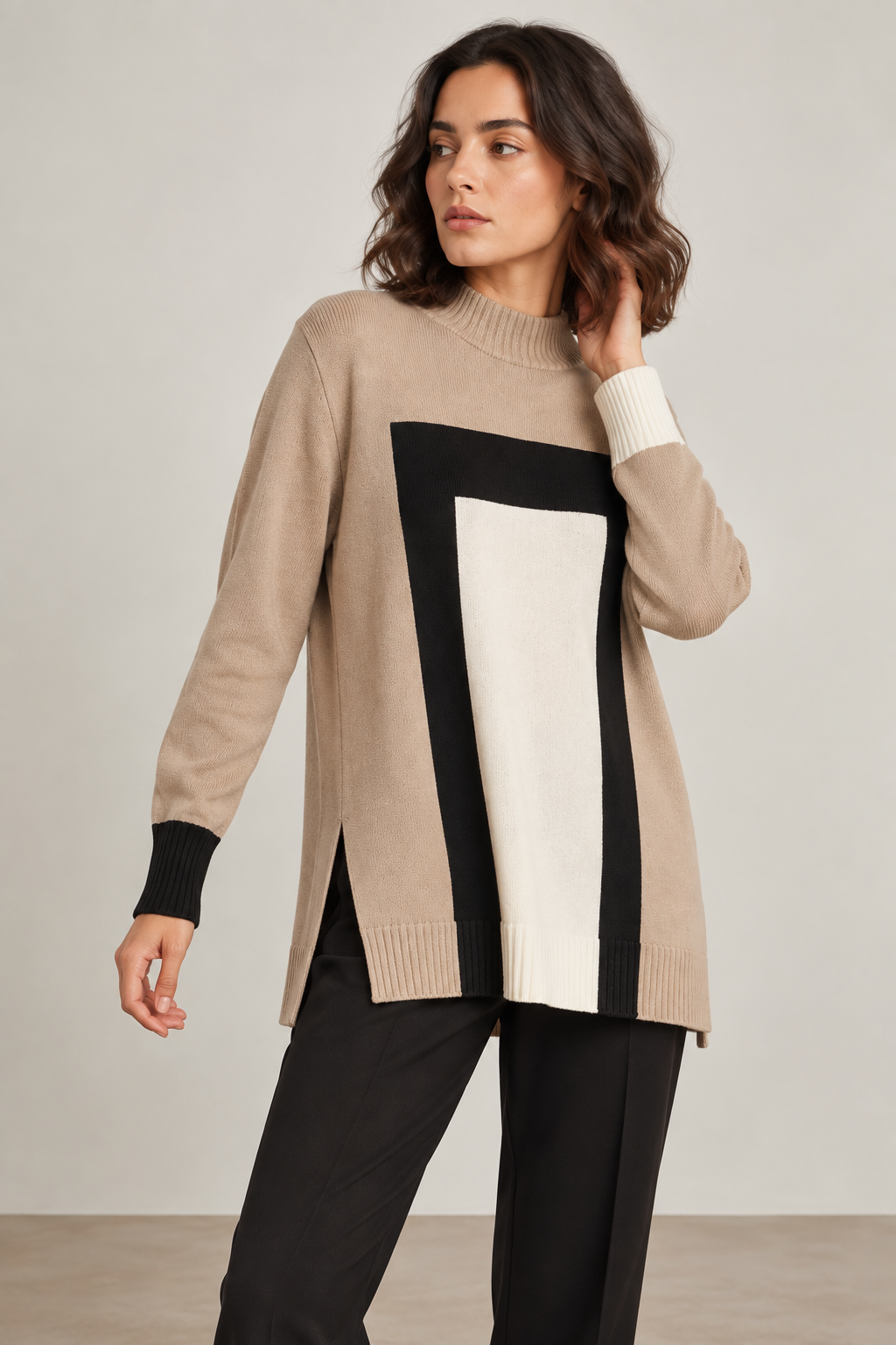 Jersey largo intarsia topo WNT Collection