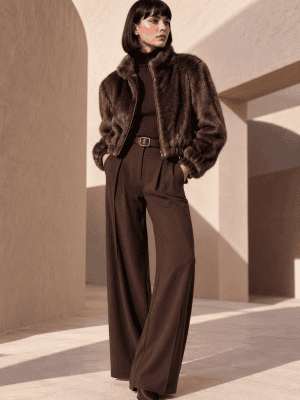 Chaqueta bomber de pelo marrón chocolate CARLA RUIZ