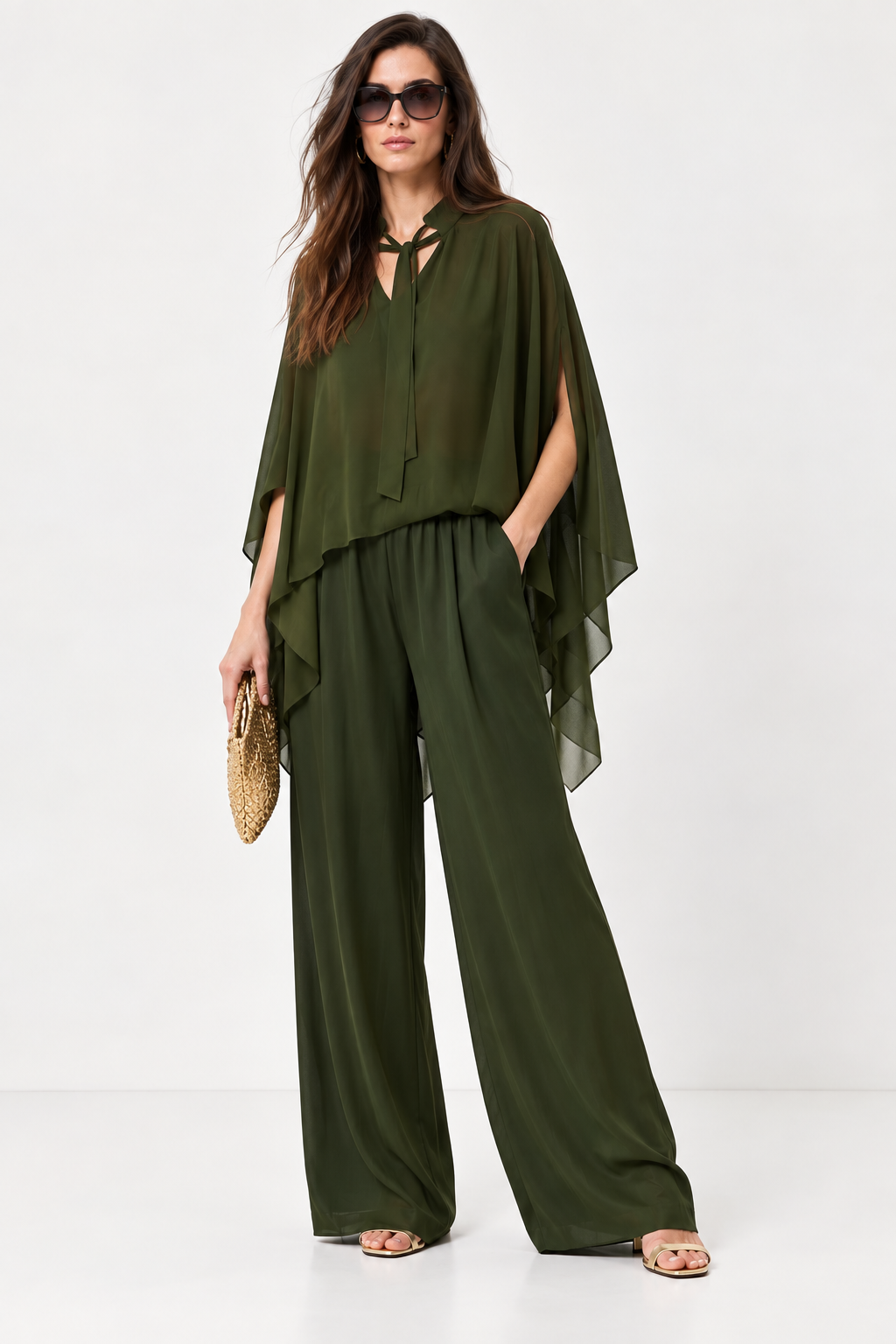 Pantalón Iwira en gasa verde OKY COKY